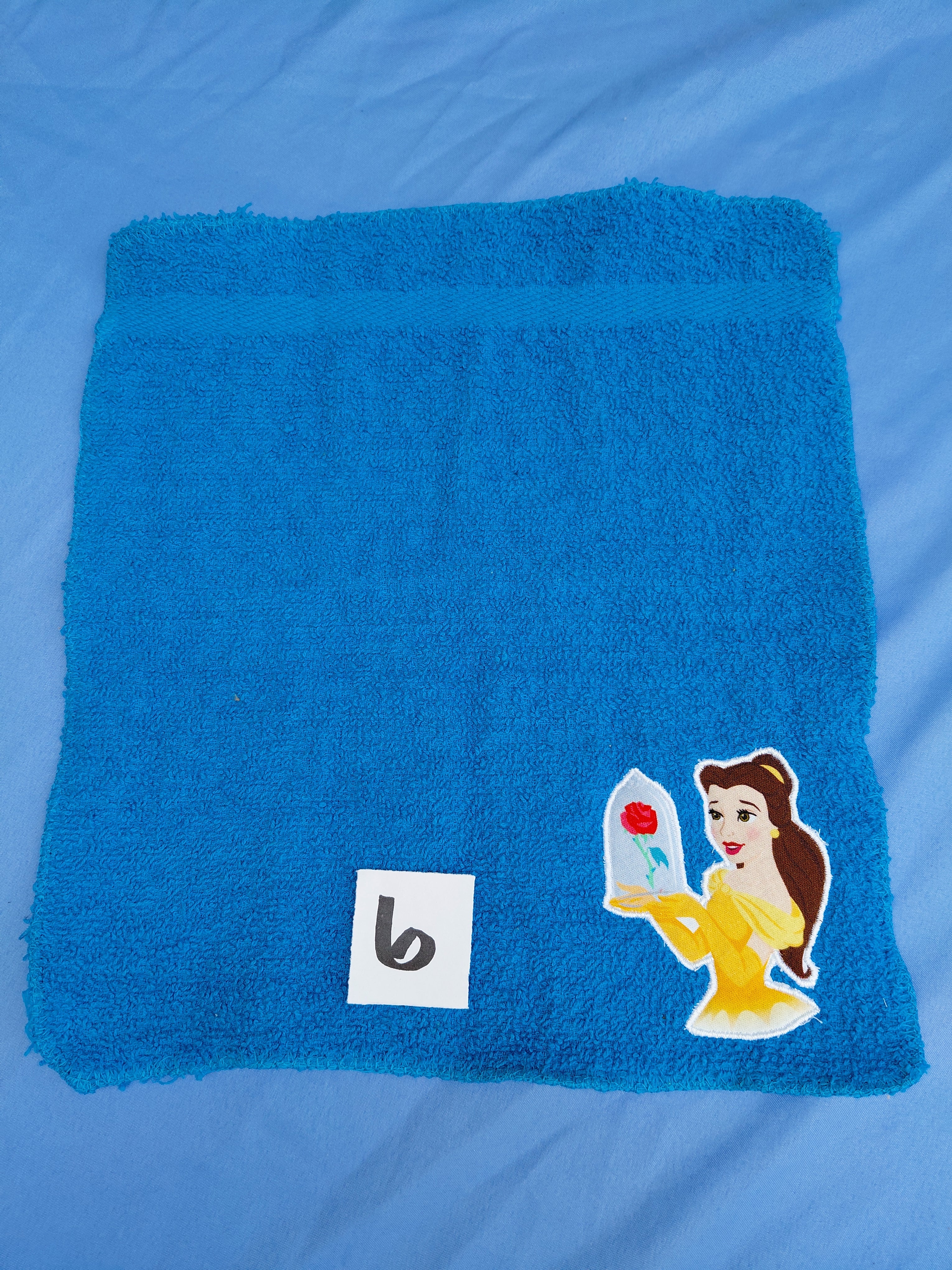 Bright Aqua Blue Princess Embellished Washcloth