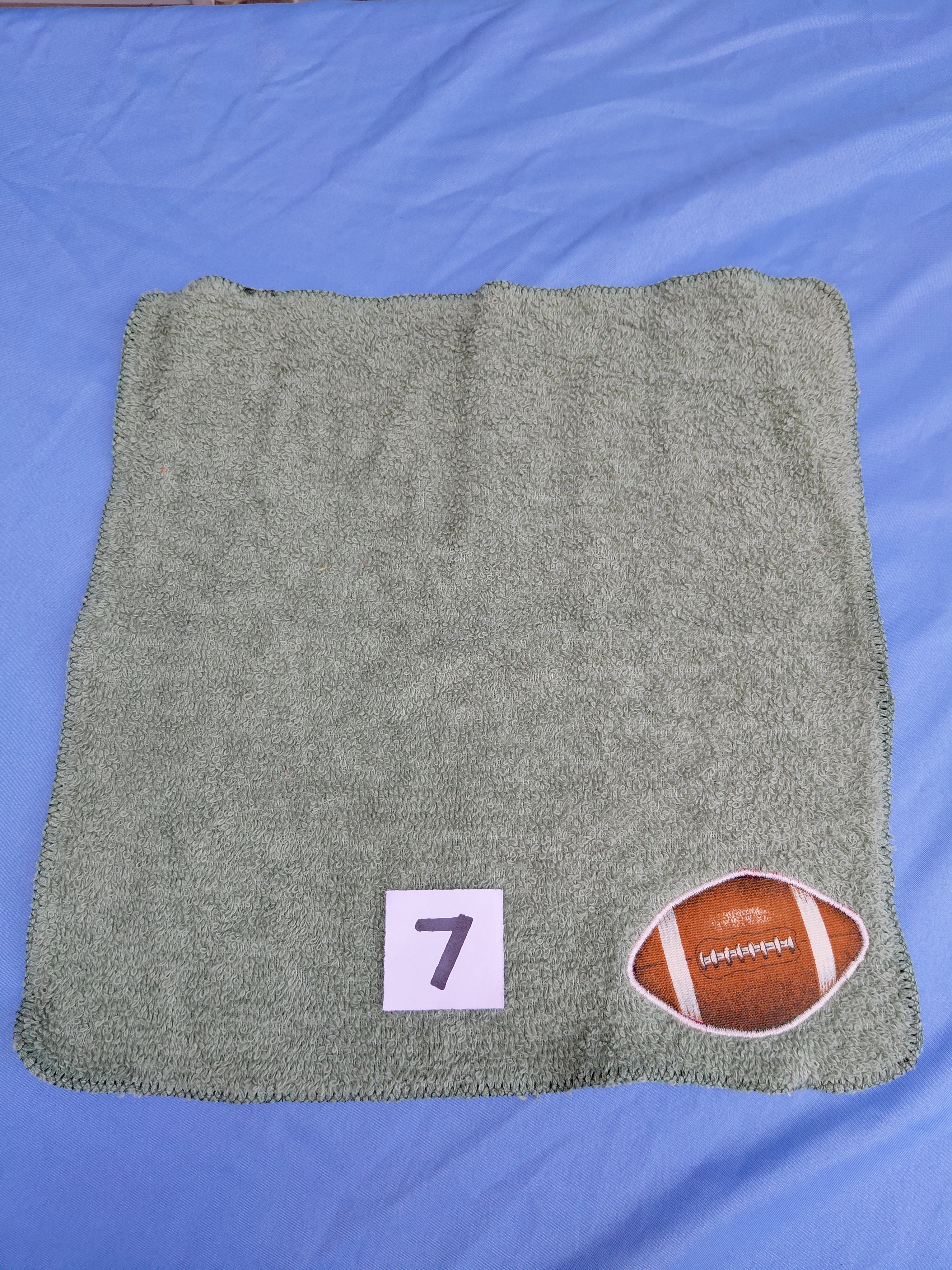 Sage Green Football Embellished Washcloth