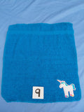 Bright Aqua Blue Unicorn Embellished Washcloth