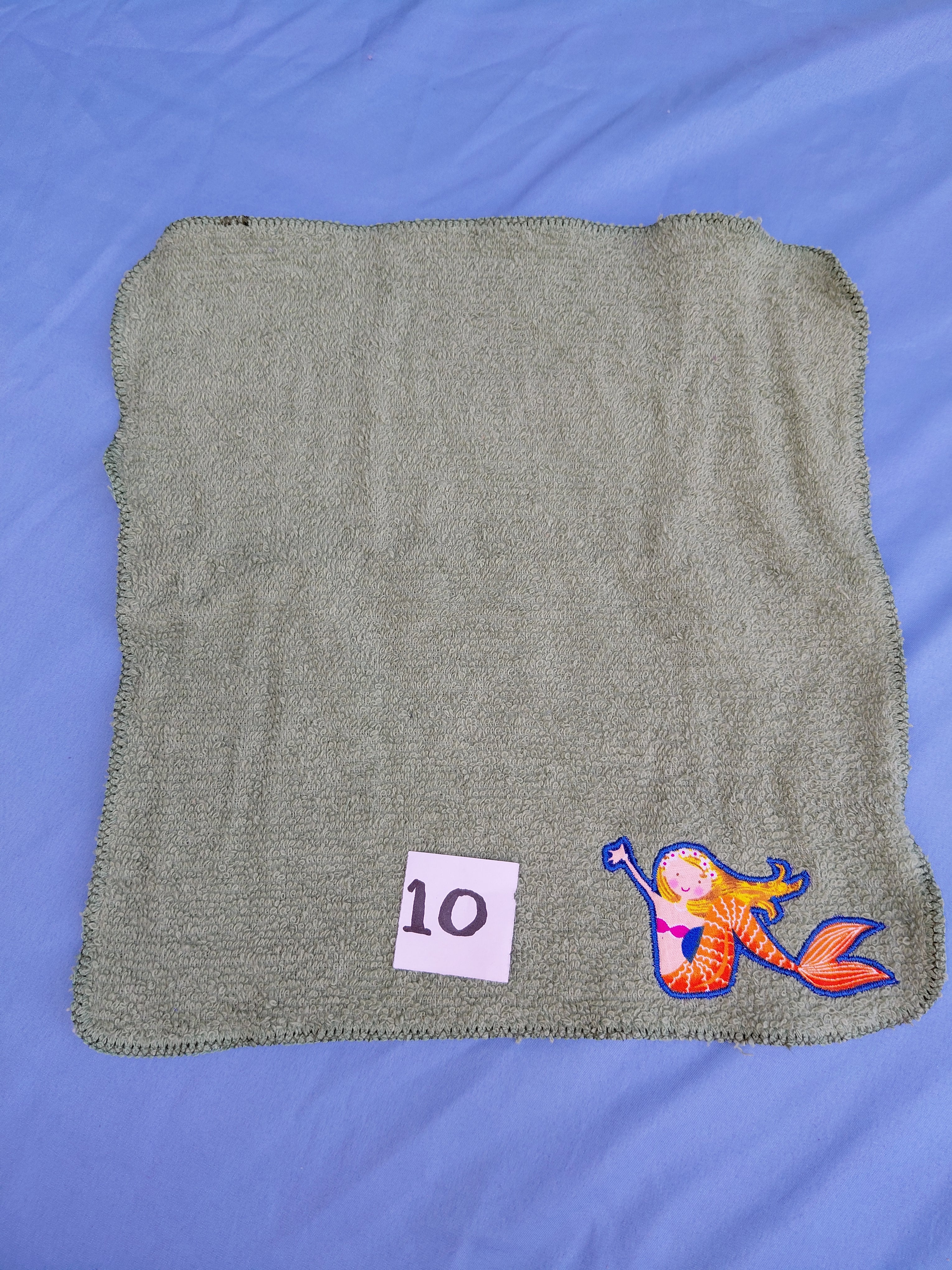 Sage Green Mermaid Embellished Washcloth