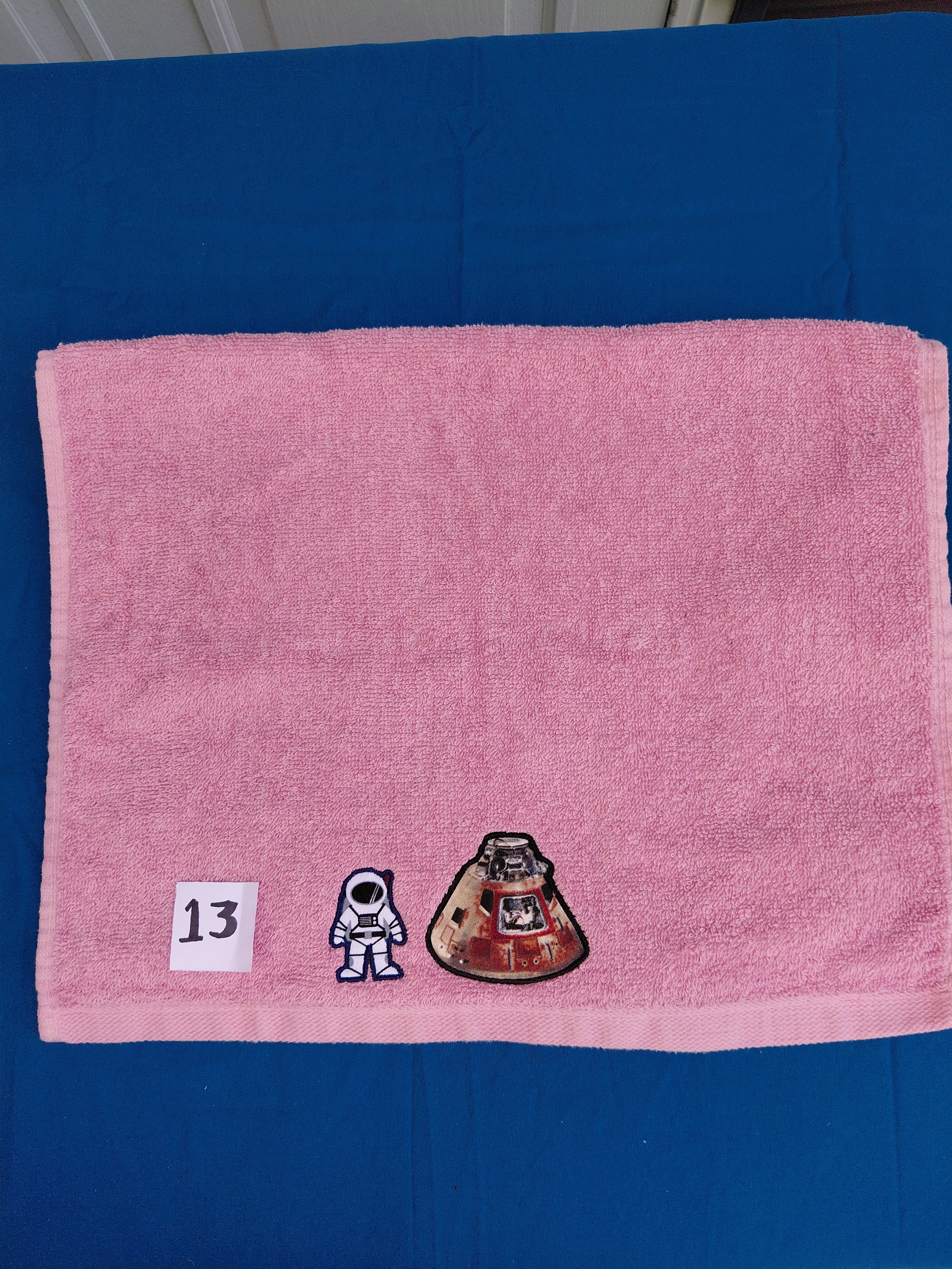 Rose Pink Astronaut & Space Shuttle Embellished Hand Towel