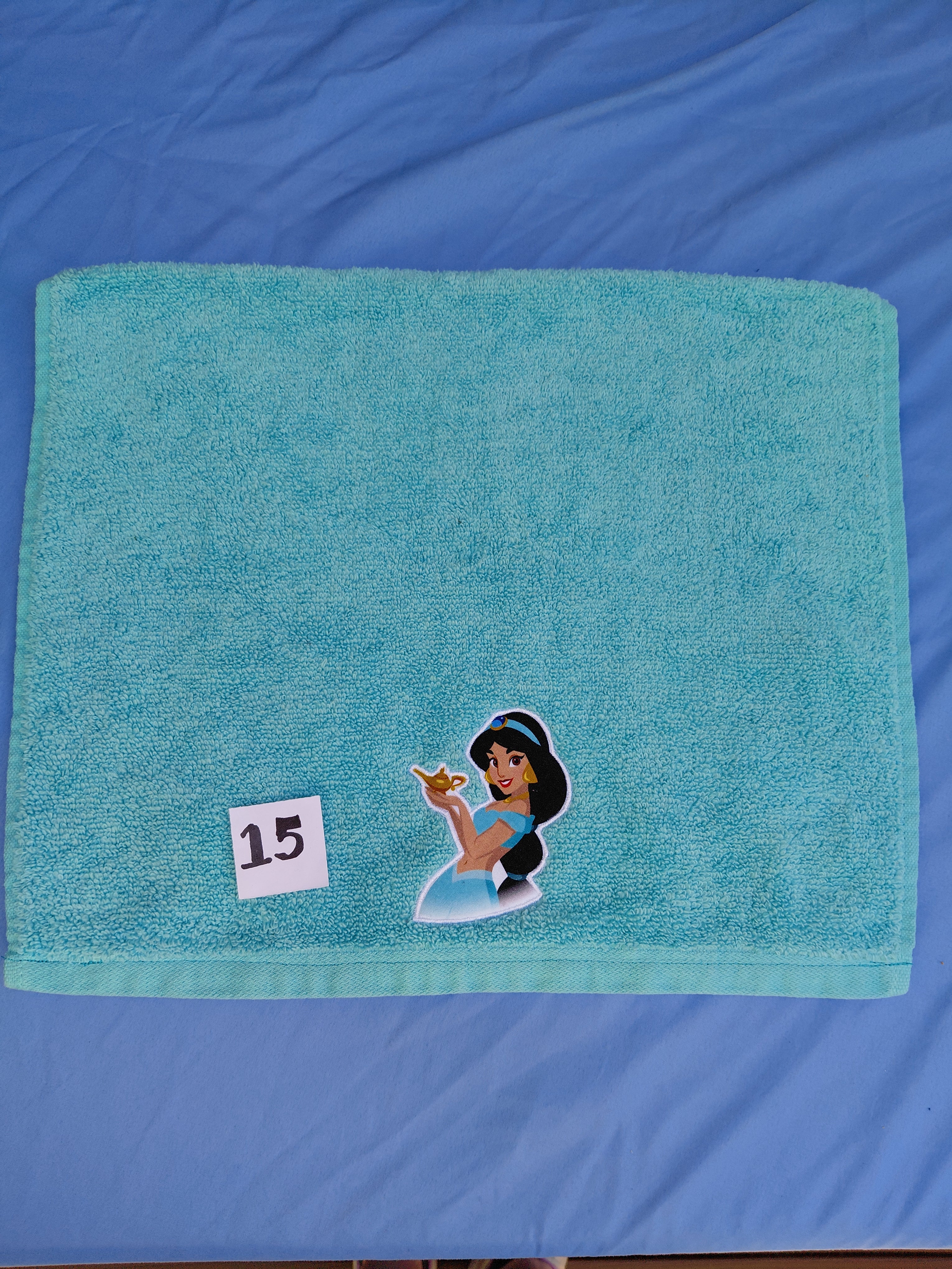 Light Aqua Blue Princess Embellished Hand Towel