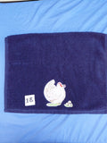 Dark Blue Chicken & Eggs Embellished Hand Towel