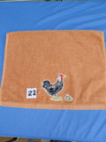 Burnt Orange Rooster & Eggs Embellished Hand Towel