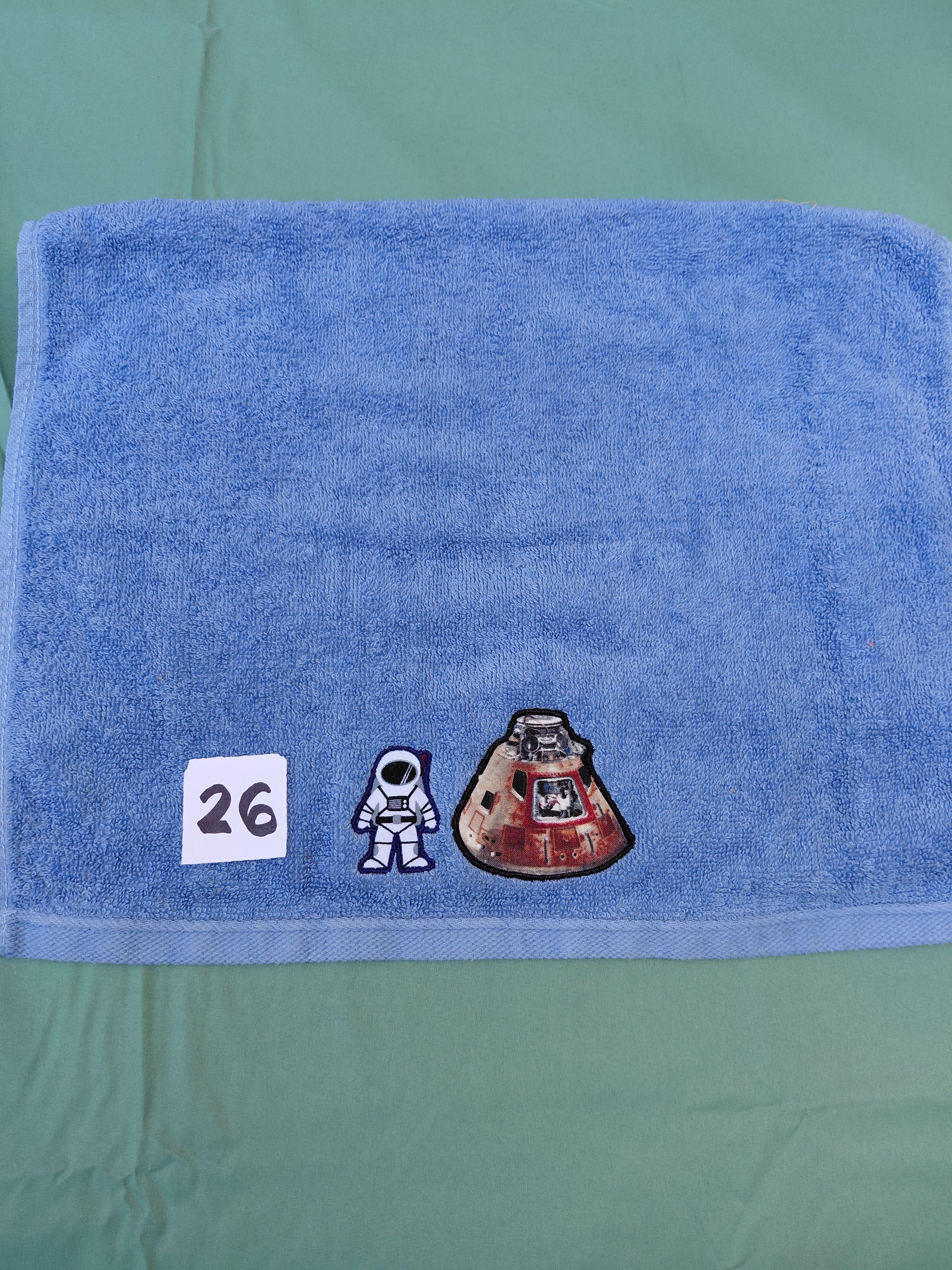 Sky Blue Astronaut & Space Capsule Embellished Hand Towel