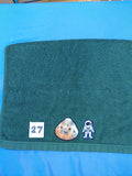 Dark Forest Green Astronaut & Space Capsule Embellished Hand Towel
