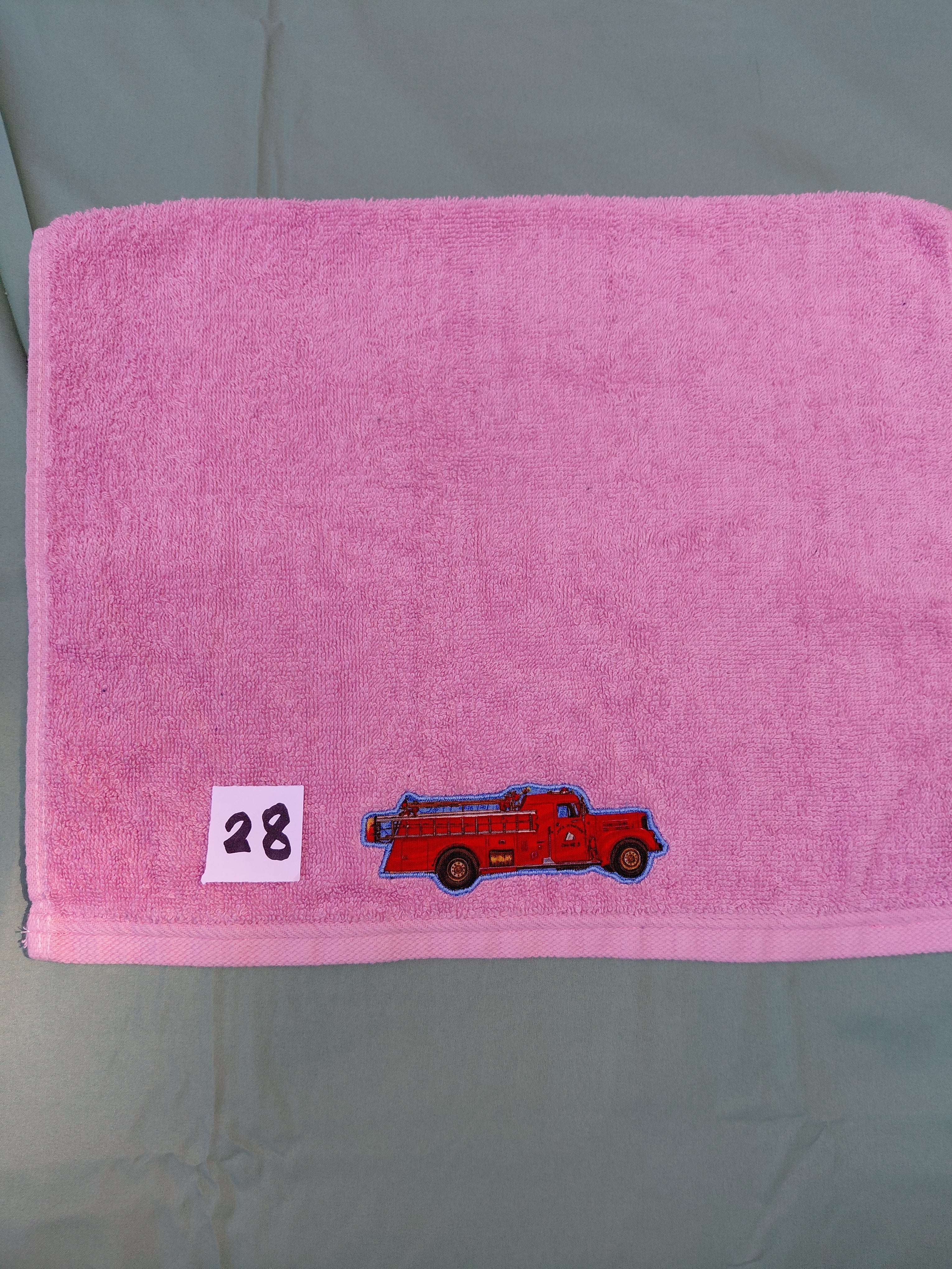 Rose Pink Fire Engine Embellished Hand Towel