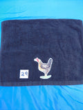 Black Chicken & Flower Embellished Hand Towel