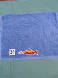 Sky Blue Trout & Lure Embellished Hand Towel
