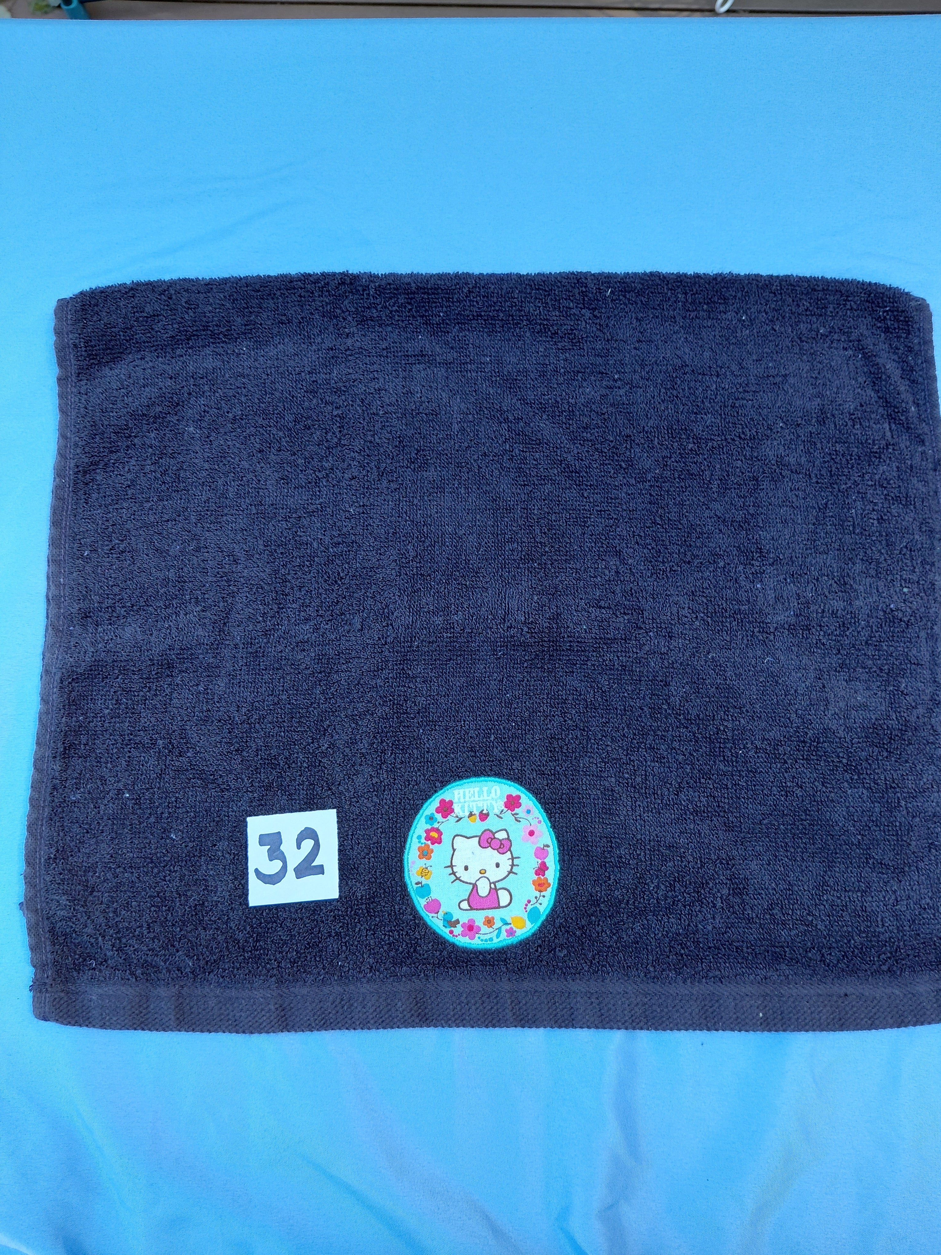 Black Kitty Embellished Hand Towel