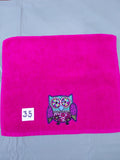 Magenta Deep Purple Owl Embellished Hand Towel