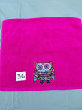 Magenta Bright Red Owl Embellished Hand Towel